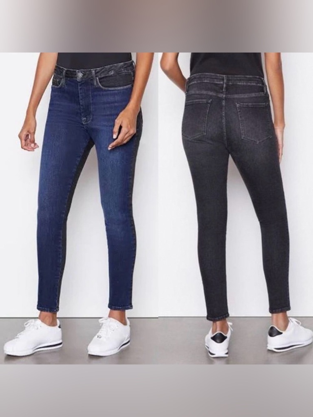 NEW Frame Le One Skinny Women's denim Jeans - Blue and black two tone size 1